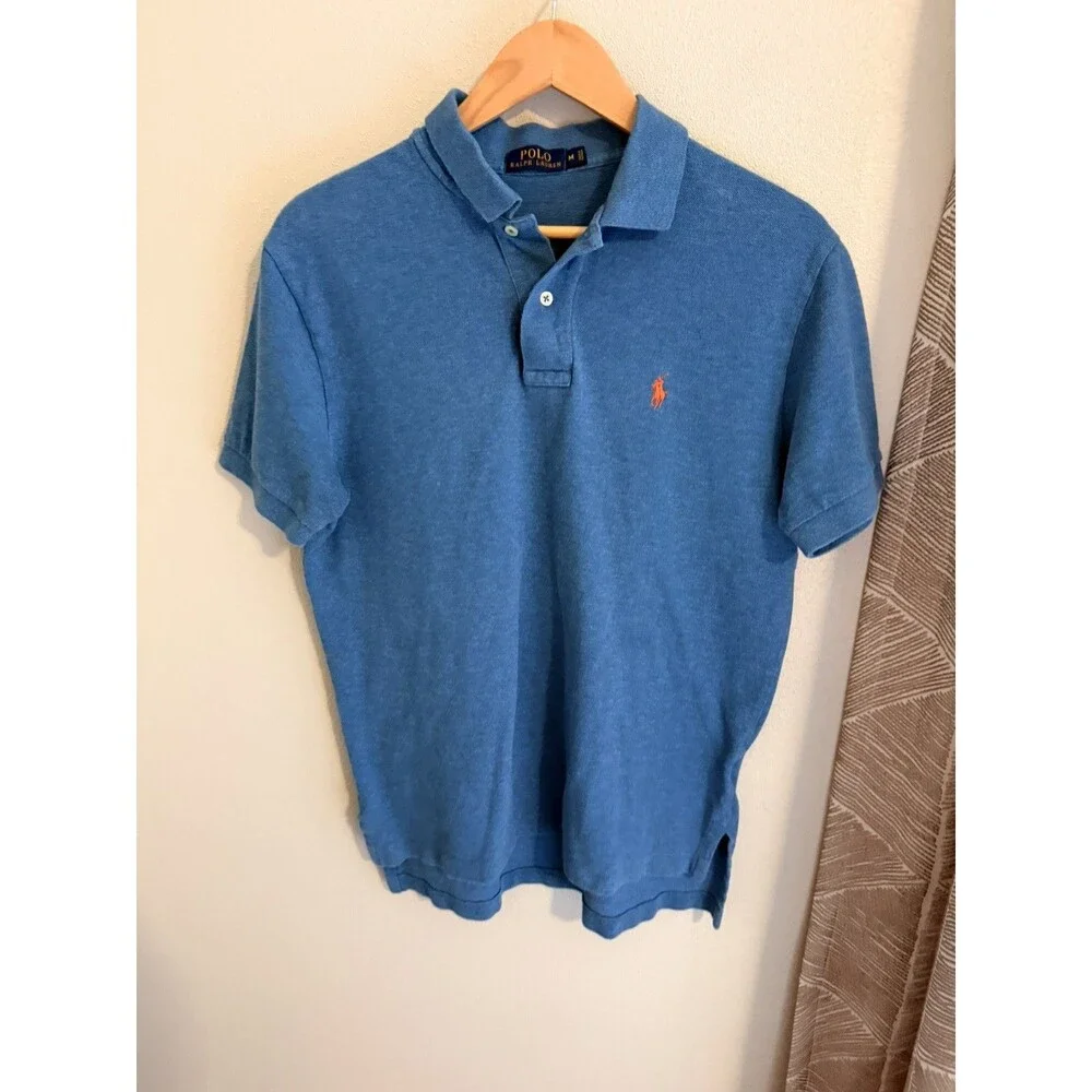 Men's Sz M RALPH LAUREN POLO Short Sleeve Polo Shirt Blue golf work office